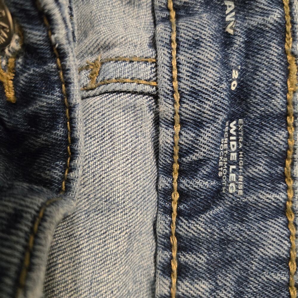 Old Navy Women’s Size 20 High Rise Wide Leg Jeans Blue Raw Hem Denim Pants - Picture 2 of 10